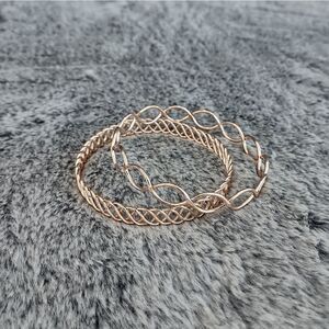 Rose Gold Bangle Bracelets Set of 2